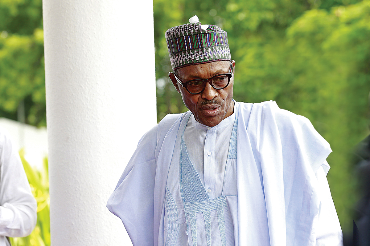 Nigeria's President Muhammadu Buhari arrives for Summit of Heads of State and Governments of the Lake Chad Basin Commission at presidential wing of the Nnamdi Azikiwe International Airport Abuja